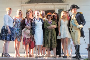 President Washington with the Daughters of the American Revolution (DAR) New York Knickerbocker Chapter, on the steps of the Morris Jumel Mansion.